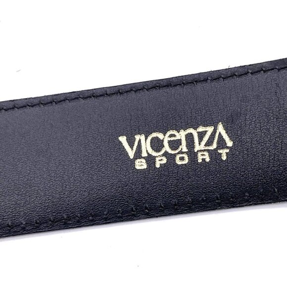 Vicenza Sport Women\'s Black Leather End-to-End Brass Buckle Belt Size 38\